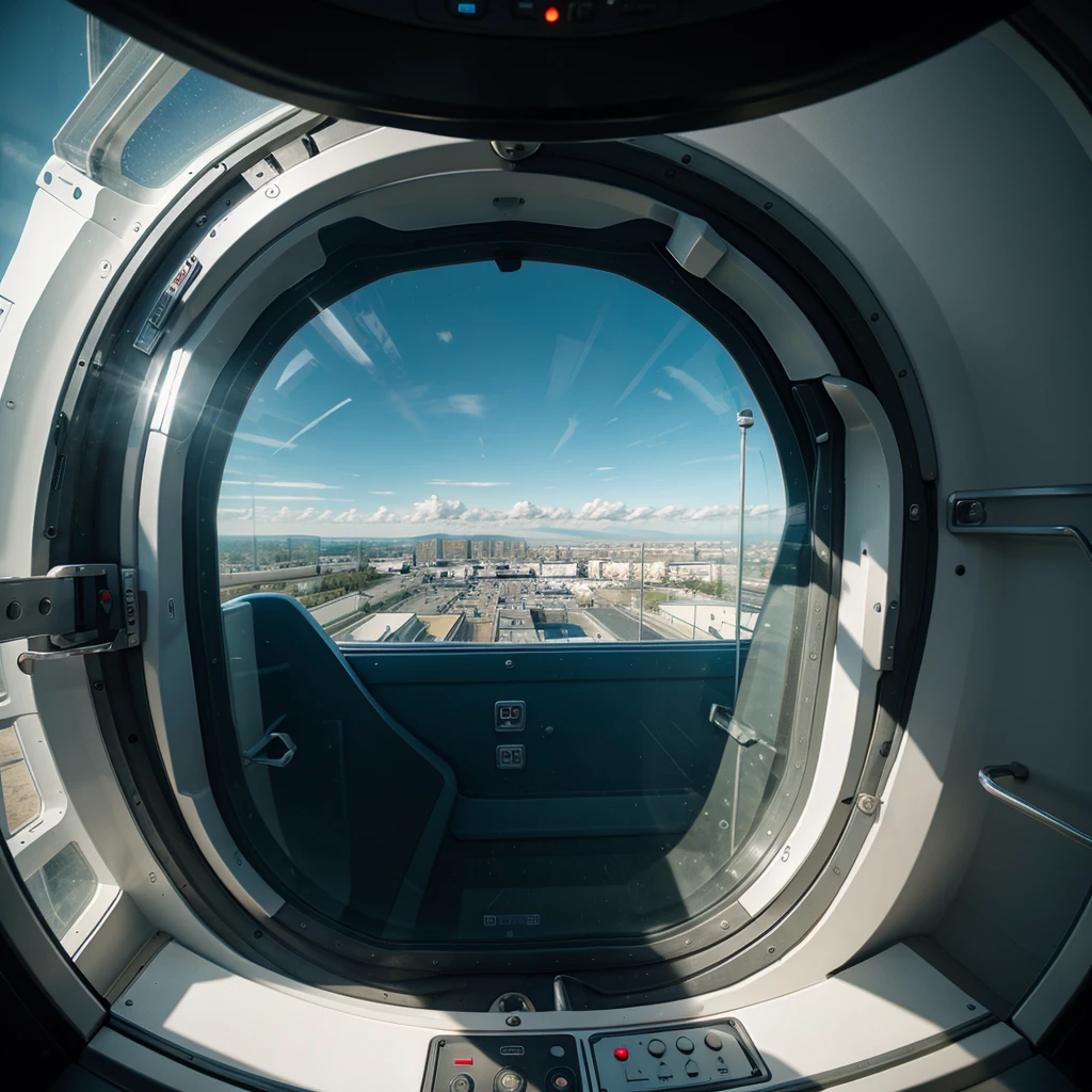 view from the window of a spaceship