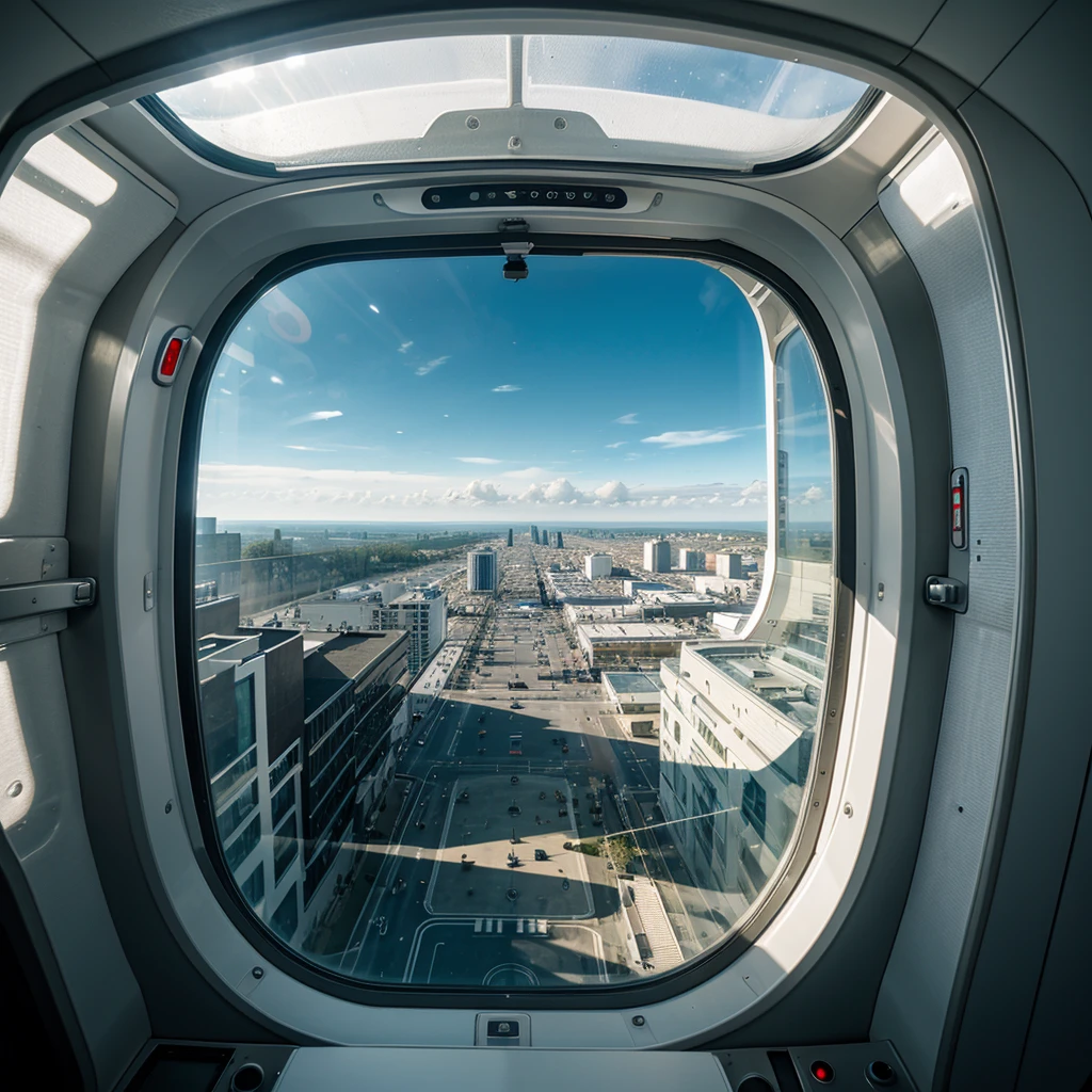 view from the window of a spaceship
