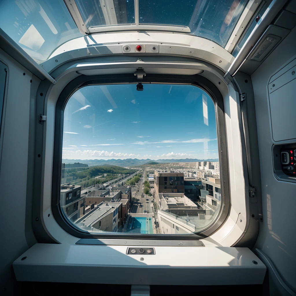 view from the window of a spaceship