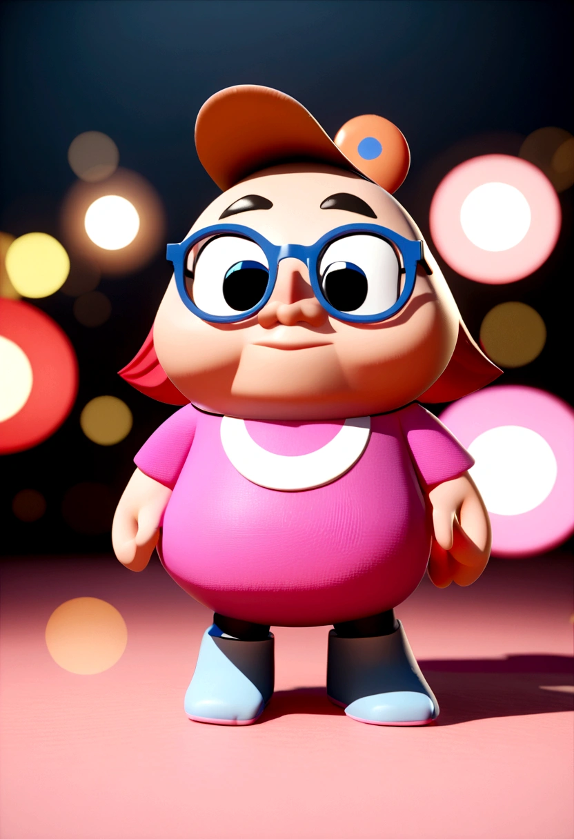 Cartoon character of a chubby woman with pimples on her face in glasses and pink t-shirt, animation character, stylized character, animation style rendering, 3d stylized, Arnold Maya rendering, Stylized 3D rendering, toon render screenshot, 3d character, 3d character, Stylized 3D rendering, 3D character rendering, cartoon character, Personagem de close up, character posing, (Pixar-style) (master part:1.2) (bokeh) (best qualityer) (skin detailed) (detailed texture) (8K) (Argilla) (cinematic lighting) (sharp focus