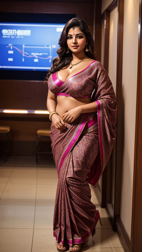 Beautiful girls smooth face full body plus size curve wearing saree blues full body plus size curve location Indore , breast size large breast tight . Picture quality 8k 16k, location electricity control room