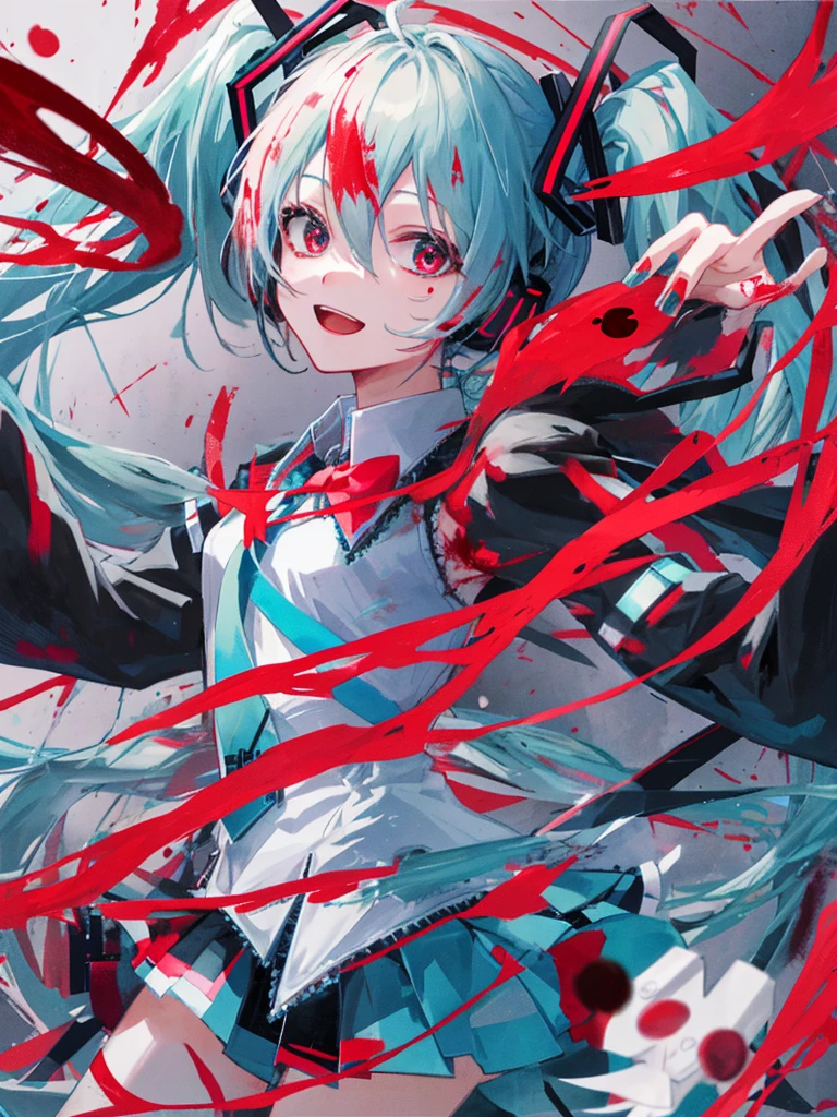 hatsune miku, blood, red eyes