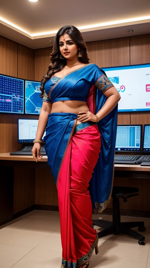 Beautiful girls smooth face full body plus size curve wearing saree blues full body plus size curve location Indore , breast size large breast tight . Picture quality 8k 16k, location electricity control room