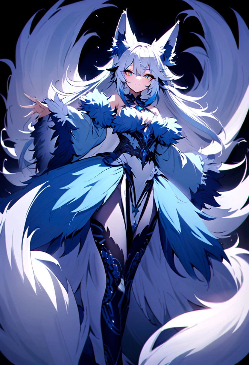 fox Light blue hair beast girl indigo fur fox beast girl