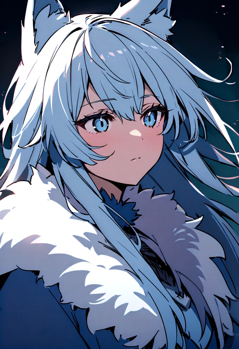 fox Light blue hair 　beast girl　indigo fur　fox beast girl