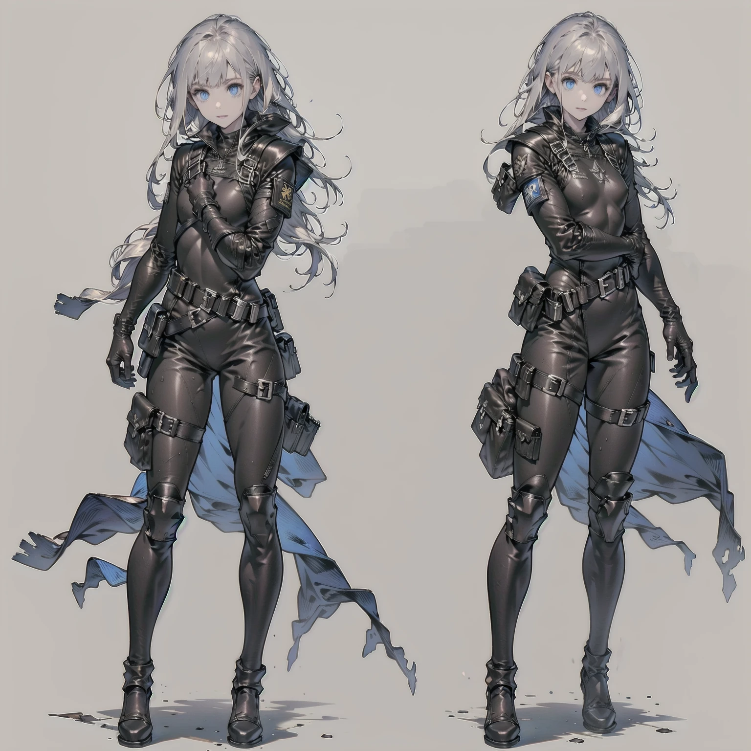 (((custom combat suit)))、Beautiful artwork illustration，Beautiful digital artwork、(((Very long black hair、long hair)))、(((Change into a diving wetsuit))),(masterpiece、Highest quality、Highest quality、Beautiful and aesthetic:1.2)、Check it out,Small and slim body, solo, One Girl, Highest detail、Vivid texture、Slender body, Full Body Shot, Beautiful Blue Eyes, beautiful girl, Small Face、White skin、 ((Body Armor:1.5))、(Sharp focus),(Cowboy Shot),((Black tactical glove armor、戦術的なBody Armor、gun belt、Gun Holster))、