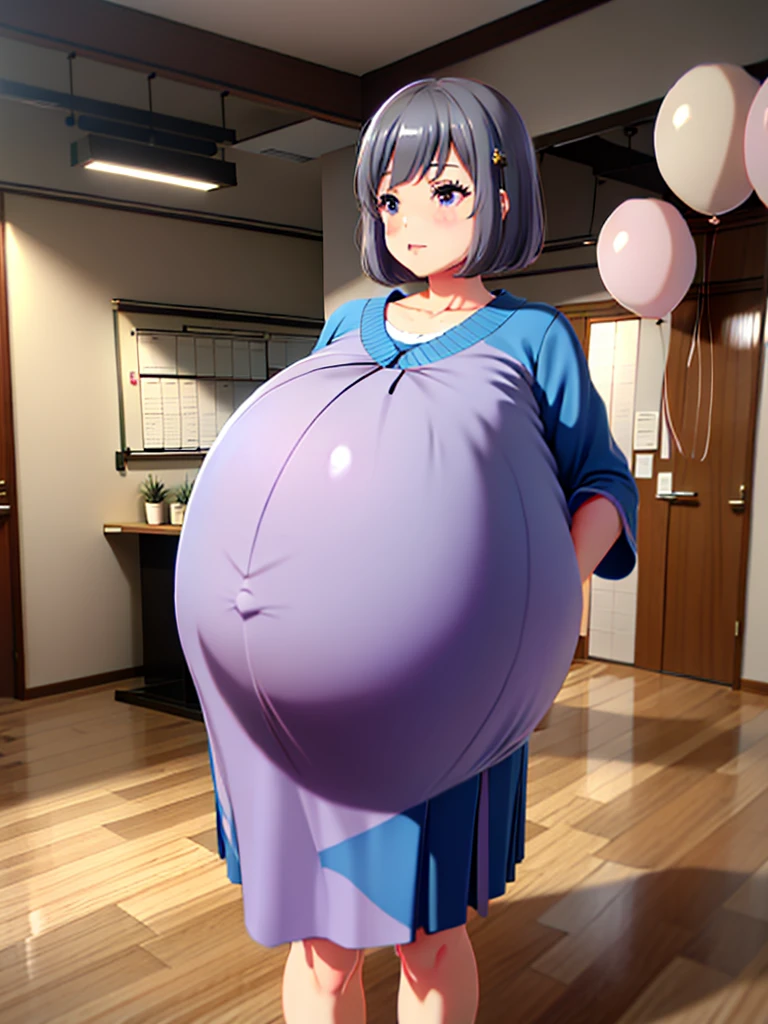 Short grey hair,Big  Bump pregnant, Japanese school girl, Big  , nipple, cum, Big Blue Balloons,16 yl, Big pregnant Belly, Big Pregnant girl, Largest Belly of Pregnant, Huge Pregnancy, background classroom,Huge 9 months Pregnancy Belly,huge belly expansion, huge belly girl, purple eyes,  