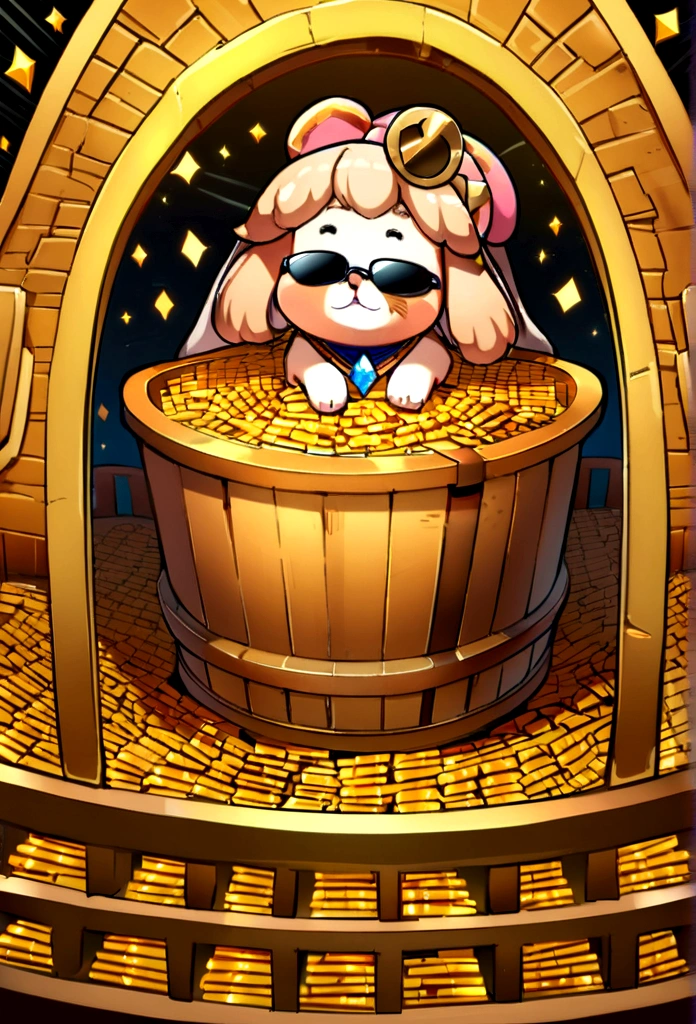 Cute puppy、Bitcoin、Cryptocurrency、rich、sunglasses、hat、hatのロゴに「D」It says in large letters:、Dynamic Jumps、Real、photograph、8K、cigar(((Too big diamond 1:9)))、Riding on a big diamond、Gold bars covering the entire wall、Jewels overflowing from a treasure chest(((D mark)))
