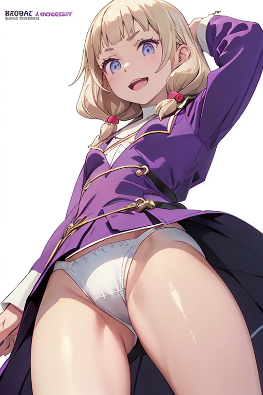 (from below:1.2),a girl , purple color hair、Purplish blue eyes that dreamers desire, (Blonde hair) , small stature, Colossal tits, Lori, (masutepiece:1.2, Best Quality), (finely detailed beautiful eye: 1.2), (beautifull detailed face), (perky chest:1.1), (pointed chest:1.2), (the cocktail magazine cover:1.3),(Best Illumination, extremely delicate and beautiful), sexy pose,make a cocktail , in a bar counter, ((Cinematic Light)), Dramatic light, (Pale white background:1.5), Short bob hair(1:3)、Ultra Contrast、Braid a little around the ears, White long dress、only has 5 fingers、Her pussy is visible through the white thong、cuet pants、You can see inside your underwear、mocking look、diaper、nffsw,Arms crossed、grab the arm、Shoot from above:1.2,Best Quality、Large breastuscular pussy、thin Pubic hair,high-level image quality、hightquality、8K,perfect hand、5 fingers、finger pin、Perfect Finger、T back,noise cut、bullet hand、Her hair color should have been a brighter purple.The skirt part is also carefully expressed..、Purple skirt、the skirt is floating in the wind、Dark purple panties、thin Pubic hair ,(with sparkling eyes and a contagious smile),open mouth, highest quality, high resolution,Real World, Natural light,perfect Natural light, Looking at Viewer,