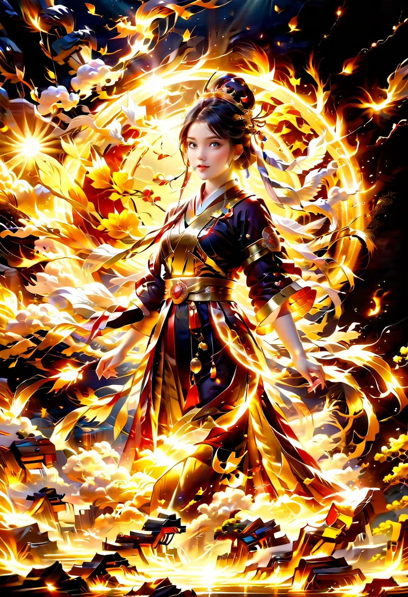 A girl, ancient Chinese costume, whole body, sunshine, clear face, clean white background, masterpiece, super detail, epic composition, ultra HD, high quality, extremely detailed, official art, uniform 8k wallpaper, super detail, 32k