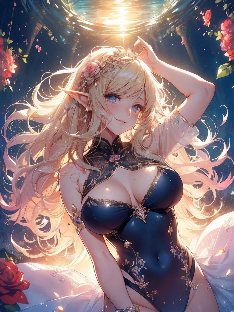 最high quality、1 beautiful woman, ((sleep on your back,)) Sleeping in the pool、View from the front、Lying down in the pool、Wet、Beautiful groin、In the water、Lying on its back on the water, looking at you、、detailed groin、、Blushing、、Ecstasy、Beautiful thighs、Filled with red roses、 E.G: Worst quality ,flower fractal fine art、Fill the screen with flowers、Bigger on the screen、Lie on your back and face this way、Beautiful Eyes、lie on flower,s Water, Sleeping Princess、Fairy tale、Märchen Beautiful Eyes,High-definition depiction, Realistic, 8K, Unity, , light smile, Beautifully and vividly drawn, , Beautiful, beautiful, clear skin、sexly see-through swim suit,比基尼 ,sexly 、Ecstasy、 Raise your arms behind your head, Romanticism,mosquito。 The most beautiful form of chaos, Mr..々Farbe, Intertwined flowers, P article,Magical gentle light,smile,sexy,image quality、masterpiece、Beautiful Face、Super beautiful woman((Big breasted 22 year old office lady、Bust 100,Beautiful long ironed hair、Blonde Hair、height: 165cm。、sexy、Esbian、high quality、、Visual Arts、最high quality、1 woman E.G: Worst quality ,Flower fractal art、、Beautiful radiance,High-definition depiction, Realistic, 8K, Unity, , light smile, Beautifully and vividly drawn, , Beautiful, beautiful, clear skin、sexly ((see-through 比基尼,))Countless rays of light pouring down, Swirling Light, , Raise one arm above your head, Intense light is emitted from the magic flower circle in front of the girl. Romanticism,: The most beautiful form of chaos, Mr..々Farbe, Intertwined flowers, Particle,magical gentle light,smile,sexly,image quality、masterpiece、Beautiful Face、Super beautiful elf woman((Big breasted ,Beautiful 、sexly、Esbian、、high quality、Visual art、Written boundary depth、、elf Ears、、universe、Happy smile、、、elegant、ticker beautiful decorative、、magic、、Beautiful bed、A kind smile、wonderful、Fluttering petals、、Cultivate fantasy、、Mystery light Lots of flowers、、art、art,mystery,Ultra-high resolution,atmosphere 最high quality、((sleep on your back))