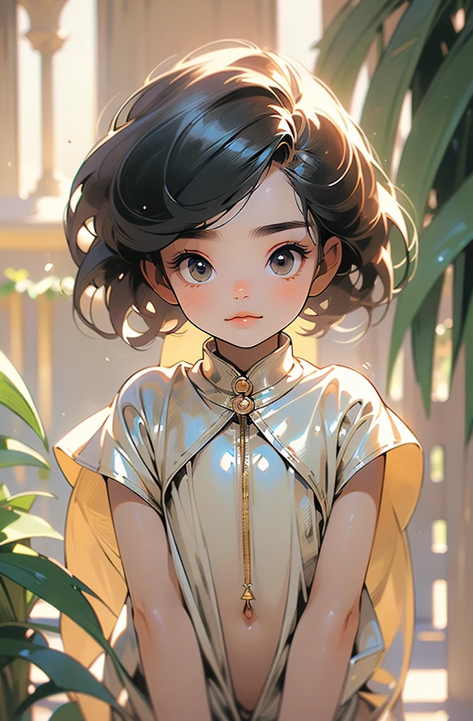(((1 toddler:1.4))), (baby face), (round face), (little chest), (long hair:1.2, big forhead:1.2), (straight cut bangs:1.2), (brown hair), shiny hair, hairgrip, curled eyelashes:0.6,(beautiful big eyes:1.3), intricate eyes,beautiful detailed eyes,symmetrical eyes,big eyes:1.5,(apricot eyes:1.2), extremely detailed cute anime face, clear pale blush, dark brown skin, solo,🦄,🌈,kawaii, Prayer, long loincloth, (navel) (wreath of flowers), Shaman tribal clothes,thong tribal,(((lustrous skin:1.5,tanned skin,bright skin: 1.5,skin tanned,shiny skin,very shiny skin,shiny body))),((nsfw)),(tribal clothes,style old Egypt),((little ,chibi))),((small tiny body)),,((((6 ye,((flat chest)),
((wet clothes,intricate outfit:1.2,intricate clothes:1.2))
centered,scale to fit dimensions,Rule of thirds,
outdoors,(egyptian palace,egyptian palace background,pyramids in the background),scenery,(oasis,oasis background),extremely scenery,(puddles everywhere,moss,moss on the background),clouds,Egypt style,Egypt castle,lily pads,palms,reeds,(sunset, golden hour),
(Glossy Egyptian ornaments),highres,sharp focus,(ultra detailed,extremely detailed),(photorealistic artwork:1.37),(extremely detailed CG unity 8k wallpaper),(((vibrant colors,vibrant theme))),(intricate),(masterpiece),(best quality),artistic photography,(photography taken by sldr),(intricate background),perfect rendered face,perfect face details,realistic face,photo realistic,((intricate detail)),(((realism))),