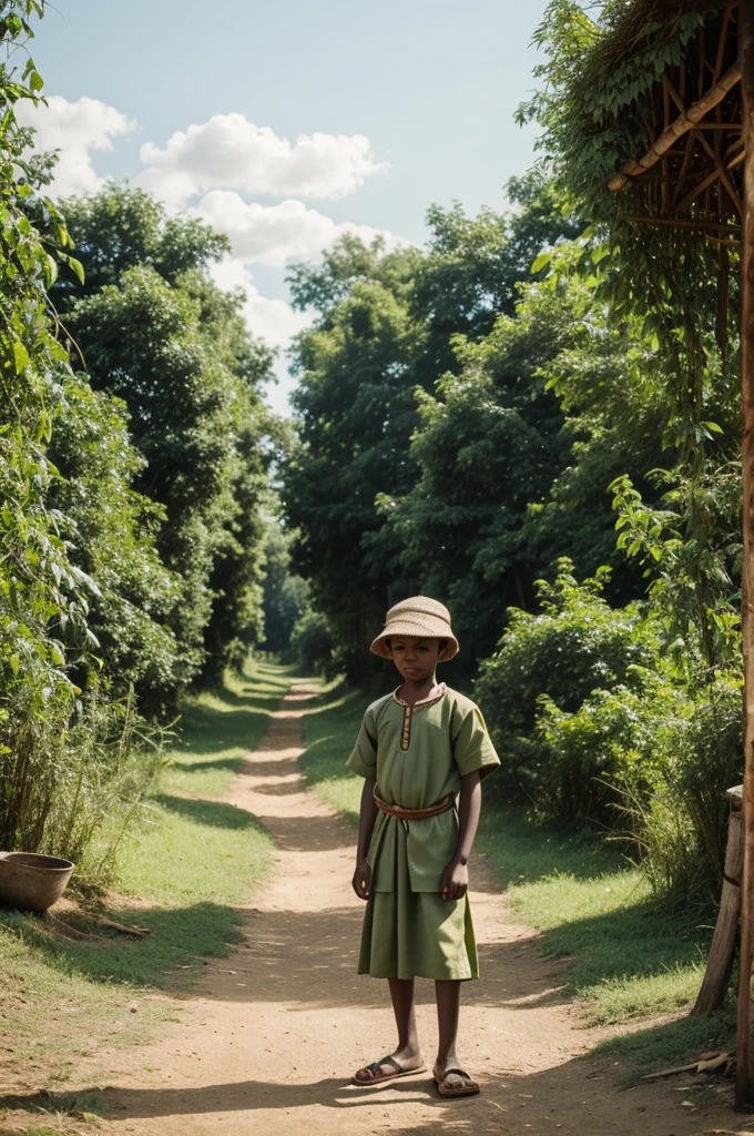 2 village boy with natural village dres, and background will real village look