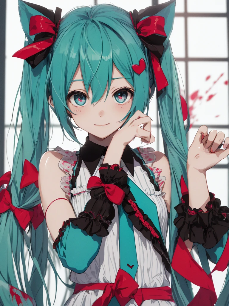 hatsune miku, yandere, blood, cute, cat ears