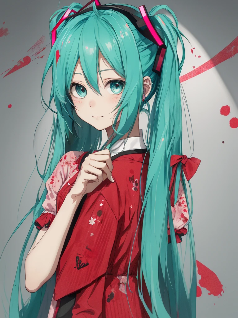 hatsune miku, yandere, blood, cute, cat ears