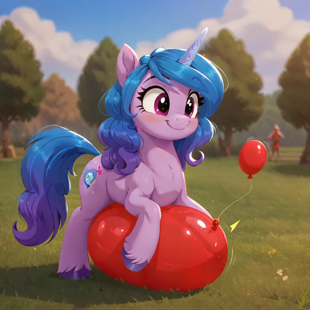 cinematic film still score_9, score_8_up, score_7_up, score_6_up, score_5_up, score_4_up, Digital art, cute,
Izzy Moonbow, earth pony, muscular, smirking, feral,
rating_questionable,
meadow,
(balloon fetish, looner, sitting on a balloon, balloon sitting:1.2),
(detailed balloon, one balloon, sitpop:1.3),
thick thighs, balloon fetish, sitting on a balloon, one balloon, too heavy,
(tied balloon, tight balloon, necked balloon:1.2),
foreshortening, depth of field, motion lines,
emphasis lines, impact emanata,
screencap, . shallow depth of field, vignette, highly detailed, high budget, bokeh, cinemascope, moody, epic, gorgeous, film grain, grainy