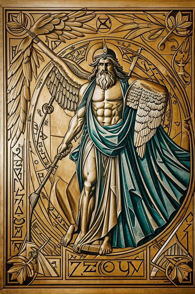 Zeus and his symbols eagle ray and oak
