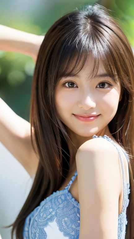 Highest quality、8k wallpaper、Reality:1.8、Photographed in natural light、View your viewers、background:Window in a white room、1 beautiful girl、Japanese Idol、30 years old、Beautifully detailed eyes、Detailed face、Beautiful Skin、Slender、Slim waist、Thin legs、Fancy hairstyle:1.8、Random hair color、Light Hair、The light hits her hair and it shines golden、Asymmetrical bangs、A blue lace dress、smile:1.4、Seductive pose