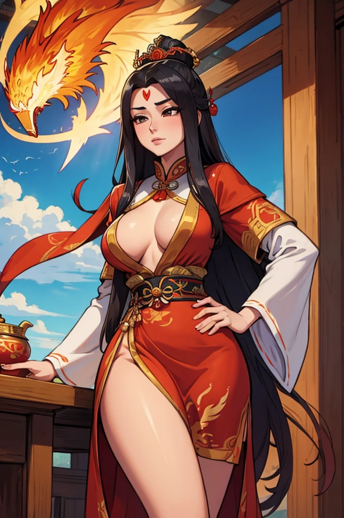 Queen Su Daji of the Shang Dynasty,Wearing a phoenix robe,Flirty,wandering