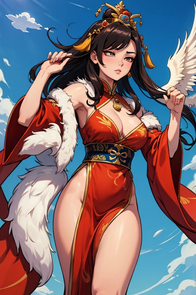 Queen Su Daji of the Shang Dynasty，Wearing a phoenix robe，Flirty，wandering