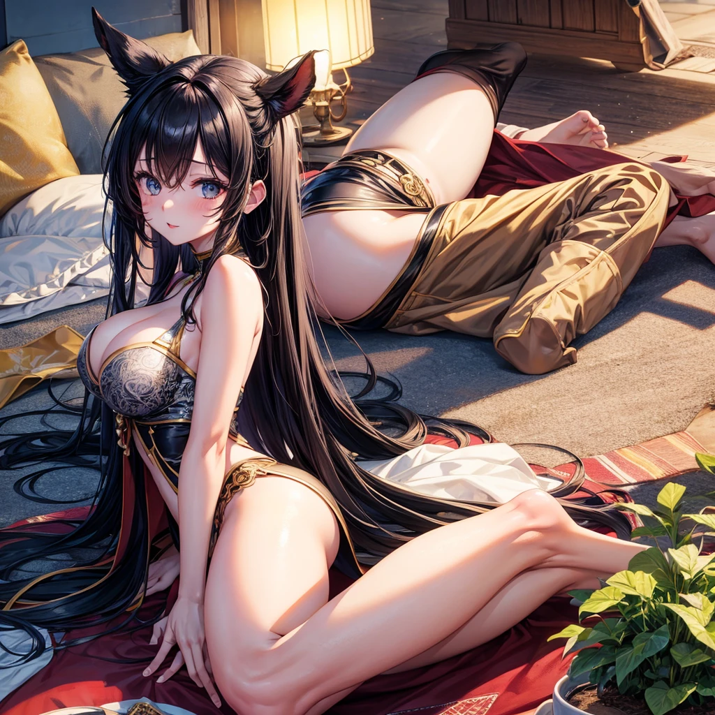 1 anime girl, Brunetette, young, LYING WITHOUT CLOTHES.
