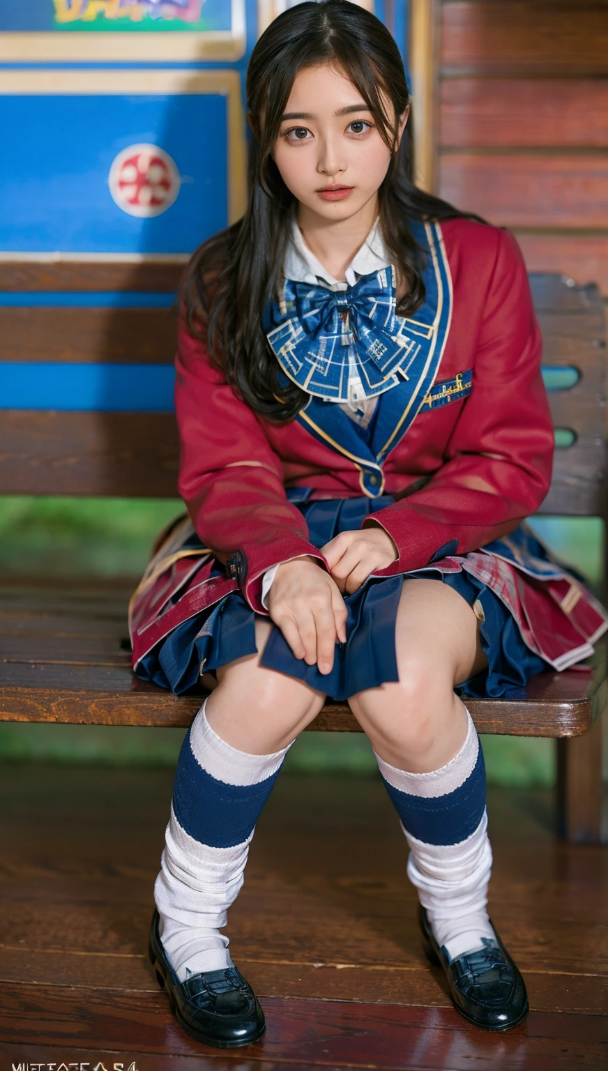 (photorealistic:1.4), ((fullbody shot)), (short stature),best quality, masterpiece, raw 32k photo, (extremely detailed japanese beautiful girl), (extremely detailed eyes:1.2),(baby face),(lolita),(14 years old), (cute face:1.2), ultra-detailed, ultra high res, amazing, BREAK,standing,
(school uniform:1.5),detailed school girl, (disneyland:1.4), beautiful detailed girl, bangs, cute face, (pleated miniskirt),(baggysocks),(thigh)