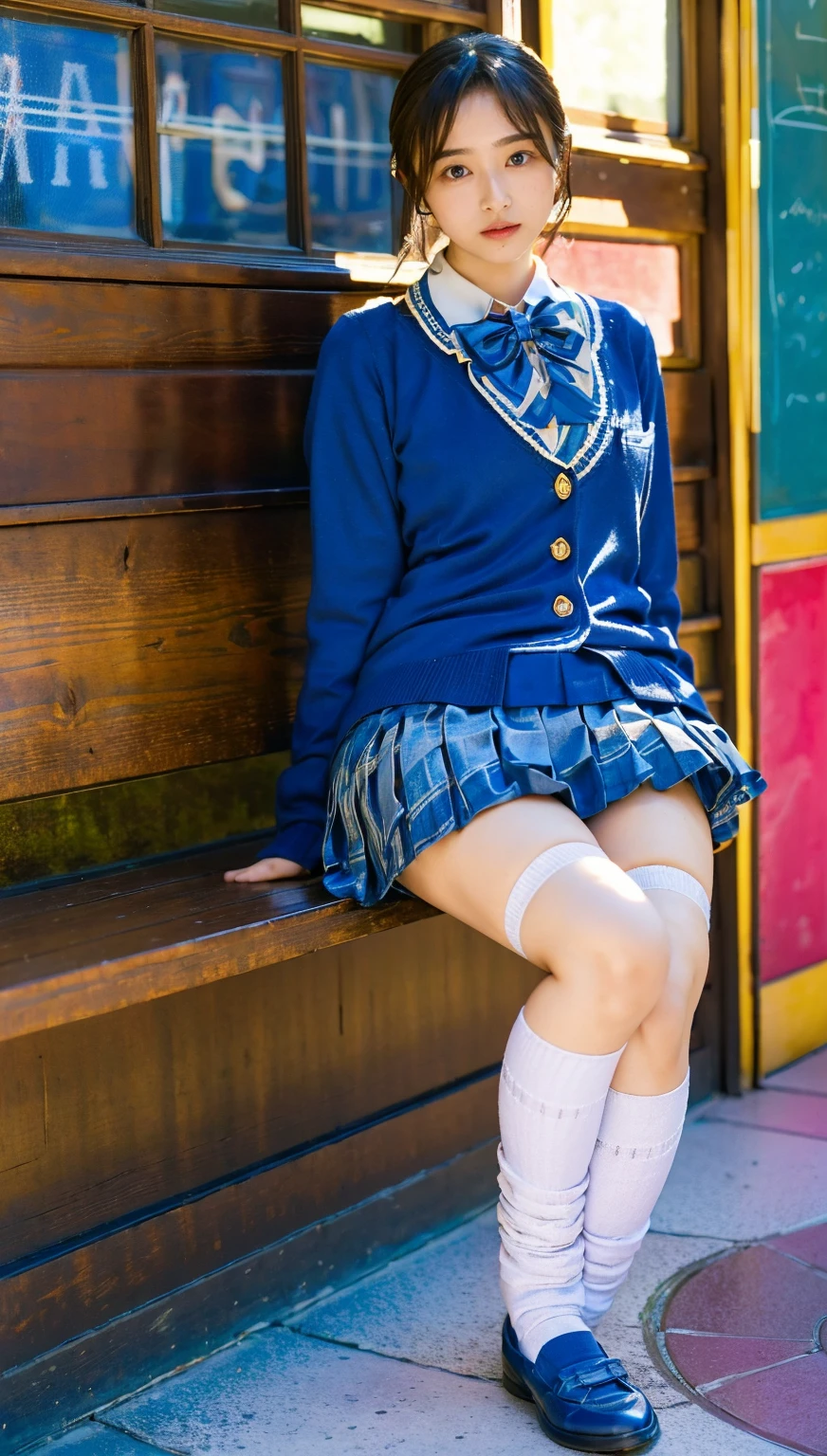 (photorealistic:1.4), ((fullbody shot)), (short stature),best quality, masterpiece, raw 32k photo, (extremely detailed japanese beautiful girl), (extremely detailed eyes:1.2),(baby face),(),(14 yeate face:1.2), ultra-detailed, ultra high res, amazing, BREAK,standing,
(school uniform:1.5),detailed school girl, (disneyland:1.4), beautiful detailed girl, bangs, cute face, (pleated miniskirt),(baggysocks),(thigh)
