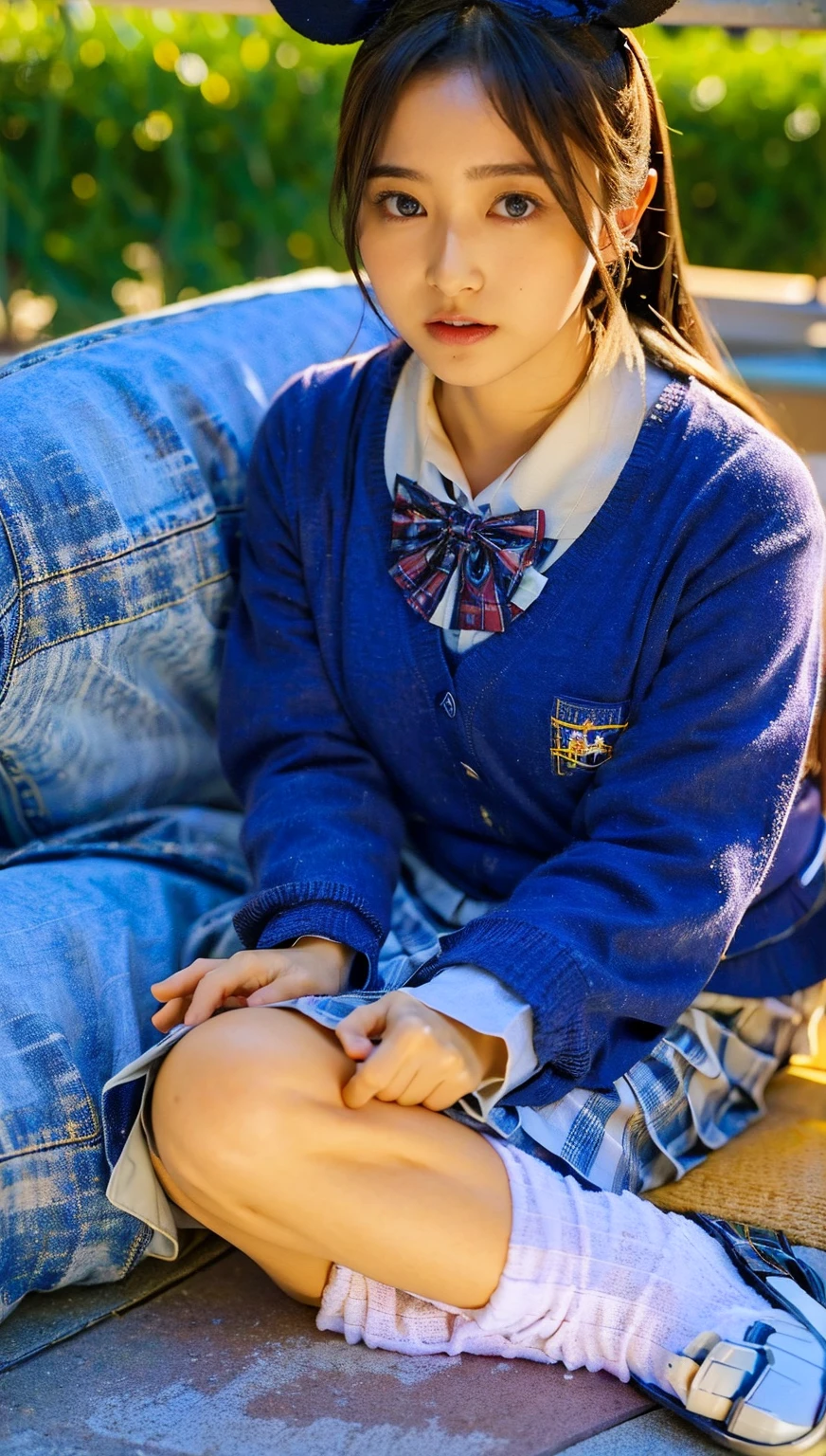 (photorealistic:1.4), best quality, masterpiece, raw 32k photo, (extremely detailed japanese beautiful girl), (extremely detailed eyes:1.2),(baby face), (lolita),(14 years old),(cute face:1.2), ultra-detailed, ultra high res, amazing, BREAK,sitting,
(school uniform:1.5),detailed school girl, (disneyland:1.4), beautiful detailed girl, bangs, cute face, miniskirt,(loafers),(baggysocks),(lace panties)