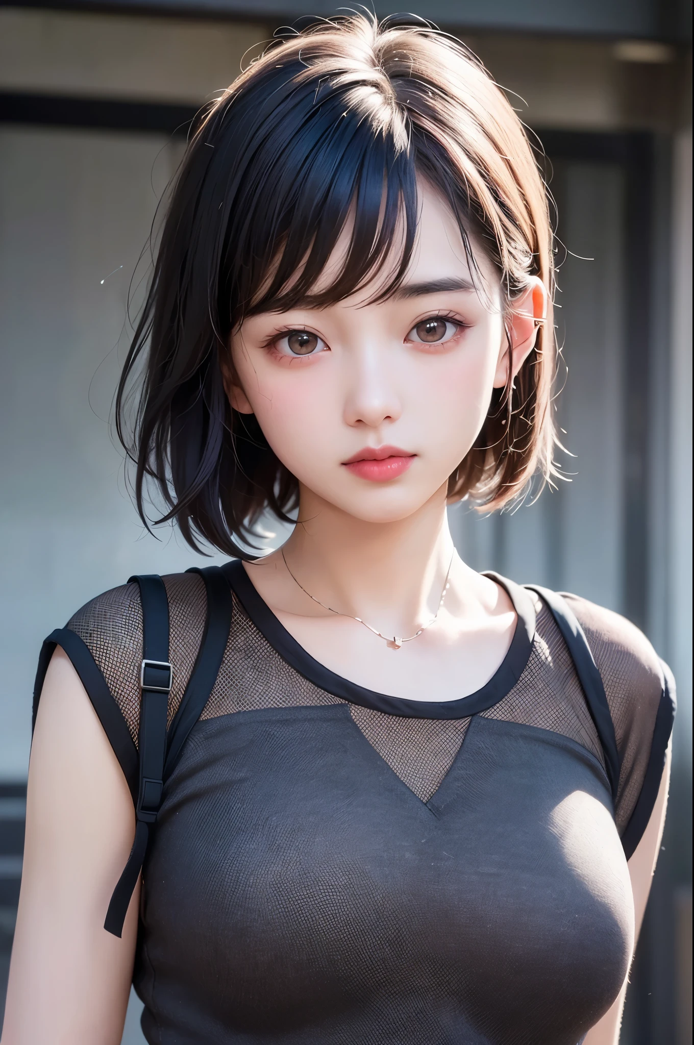 (1 nogizaka girl,15years old face,raw photo,photo realistic:1.5),(best quality, high quality,HDR, highest quality,ultra high resolution,high resolution,high res,ultra high difinition,huge file size,8K,2K wallpaper,8K wallpaper,high quality texture,amazing,an extremely delicate:1.4),one girl, Japanese famous idol,cute face,small face,absurd,ridiculous,incredibly ridiculous,blurry background,(sundress,short hair,cleavage,no makeup:1.2),medium skin,beautiful skin,detailed skin,black hair,silky hair,black eyes,Japanese nose,5-fingers,(Light Particles, Lens Flare, Luminous Particles: 0.7),looking at viewer,bright lighting,professional lighting,girl