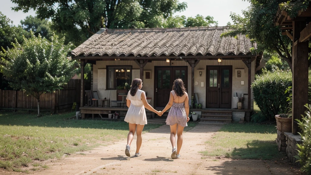 Introduction of Friendship (Scene 1)**:
- Setting: A rural village with two friends living together.
- Image Prompt: Show two friends engaging in daily activities together, perhaps helping each other or sharing moments of joy.