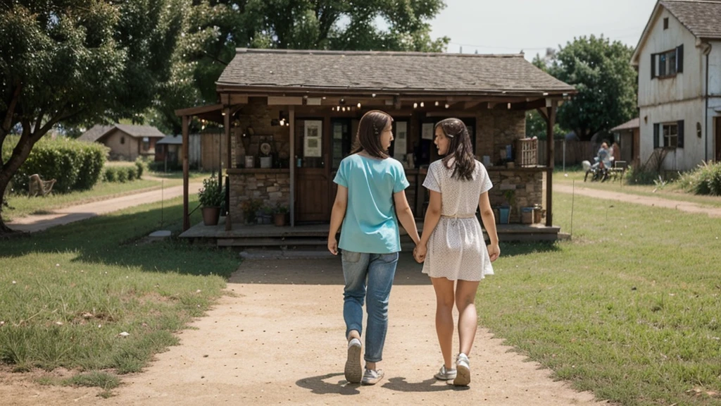Introduction of Friendship (Scene 1)**:
- Setting: A rural village with two friends living together.
- Image Prompt: Show two friends engaging in daily activities together, perhaps helping each other or sharing moments of joy.