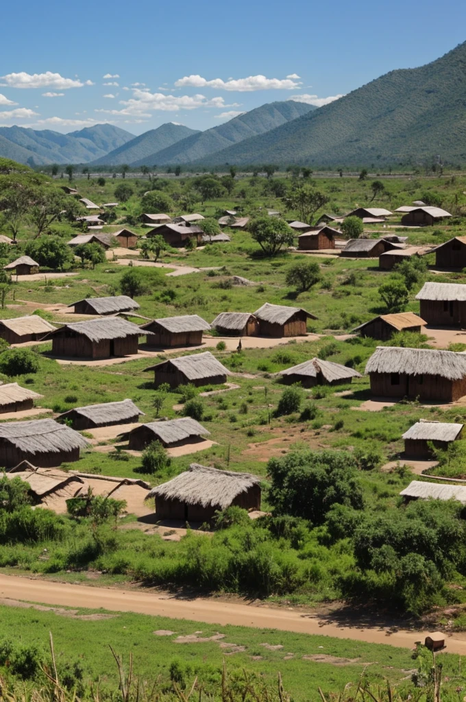 indigenous village in the distance

