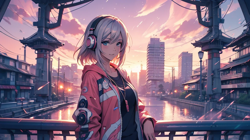 Woman wearing headphones, Anime Style 4 k, anime wallpaper 4k, anime wallpaper 4k, 4k anime wallpaper, anime art wallpaper 4k, anime art wallpaper 4k, Anime Style. 8K, Anime atmosphere, , Ultra HD Anime Wallpaper, Anime Art Wallpaper 8K, Anime Background,landscape、far away、music