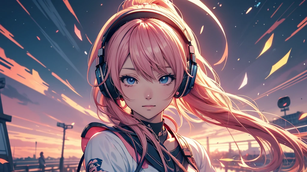 Woman wearing headphones, Anime Style 4 k, anime wallpaper 4k, anime wallpaper 4k, 4k anime wallpaper, anime art wallpaper 4k, anime art wallpaper 4k, Anime Style. 8K, Anime atmosphere, , Ultra HD Anime Wallpaper, Anime Art Wallpaper 8K, Anime Background,landscape、far away、music