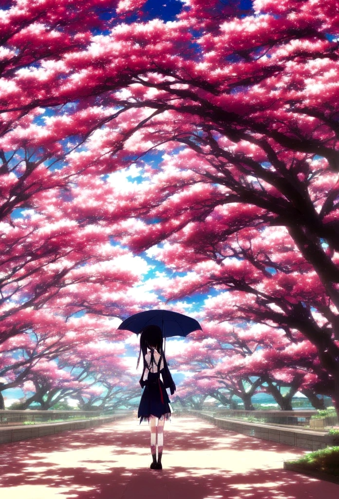 anime girl with umbrella and cherry blossoms in the background, anime style 4 k, beautiful anime portrait, anime. soft lighting, artwork in the style of guweiz, anime art wallpaper 8 k, anime art wallpaper 4 k, anime art wallpaper 4k, smooth anime cg art, digital anime art, anime style. 8k, detailed digital anime art, portrait anime girl