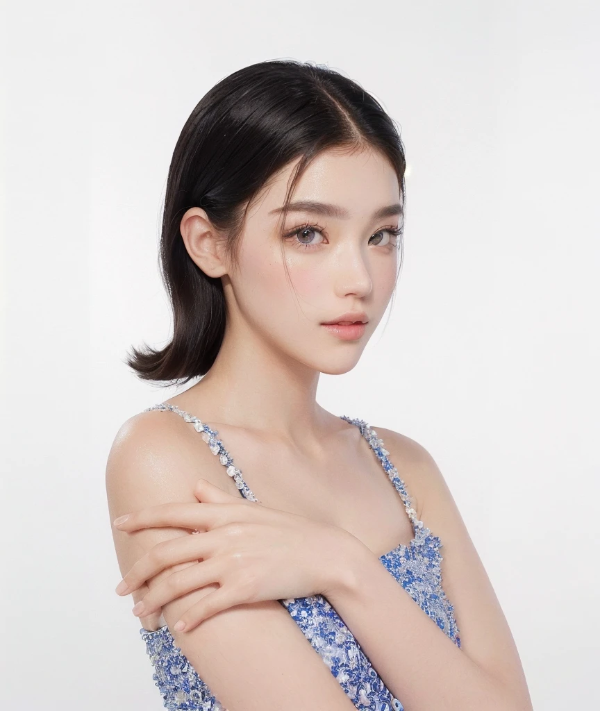 ((Best Quality, 8K, Masterpiece, : 1.3)), Sharp, Sharp, Beauty: 1.2, Perfect Body Beauty: 1.4, Slim Abs: 1.2, ((Layered Hairstyle, Big: 1.2)), Highly Detailed Face and Skin Texture, Detailed Eyes, Double Eyelids, looking at the camera, cute pink tone makeup, stunning, gorgeous, slight smile, clear eyes, blink eyes, big eyes