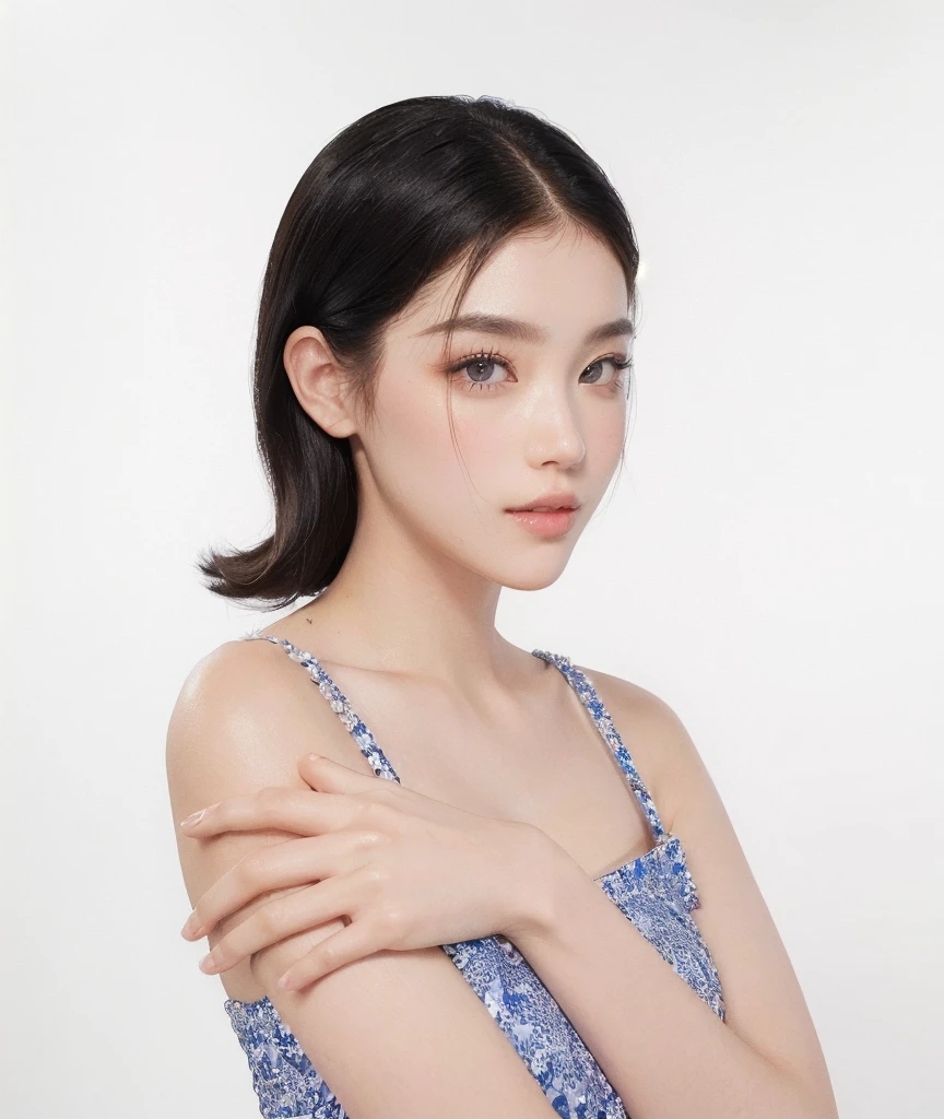 ((Best Quality, 8K, Masterpiece, : 1.3)), Sharp, Sharp, Beauty: 1.2, Perfect Body Beauty: 1.4, Slim Abs: 1.2, ((Layered Hairstyle, Big: 1.2)), Highly Detailed Face and Skin Texture, Detailed Eyes, Double Eyelids, looking at the camera, cute pink tone makeup, stunning, gorgeous, slight smile, clear eyes, blink eyes, big eyes