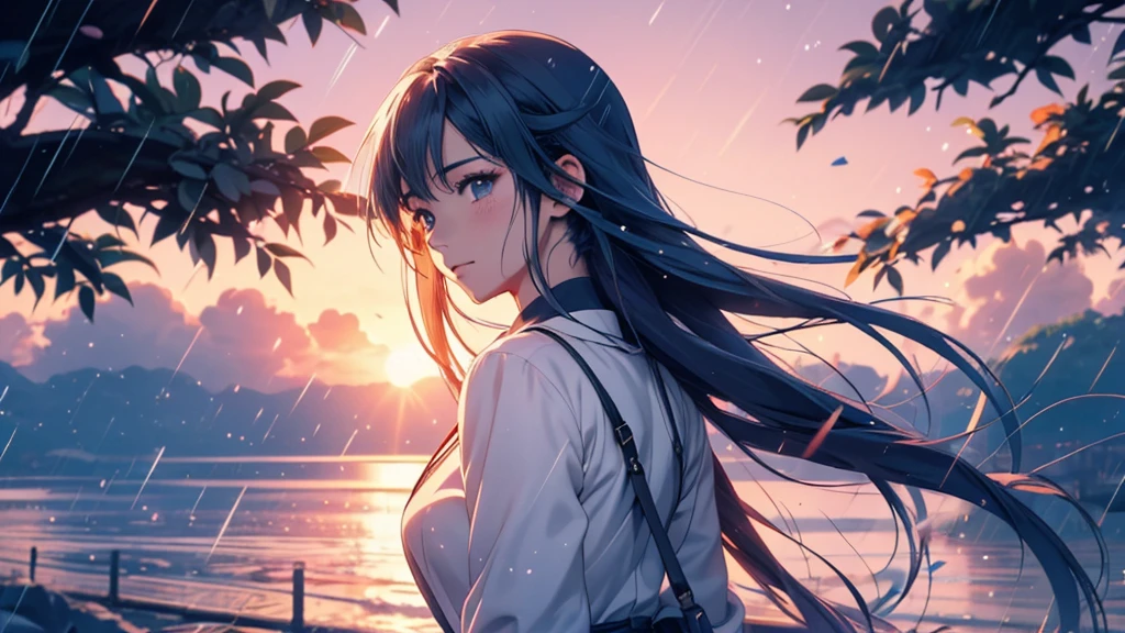 far awayにヘッドホンを着けた女性, Anime Style 4 k, anime wallpaper 4k, anime wallpaper 4k, 4k anime wallpaper, anime art wallpaper 4k, anime art wallpaper 4k, Anime Style. 8K, Anime atmosphere, , Ultra HD Anime Wallpaper, Anime Art Wallpaper 8K, Anime Background,landscape、far away、music、rain