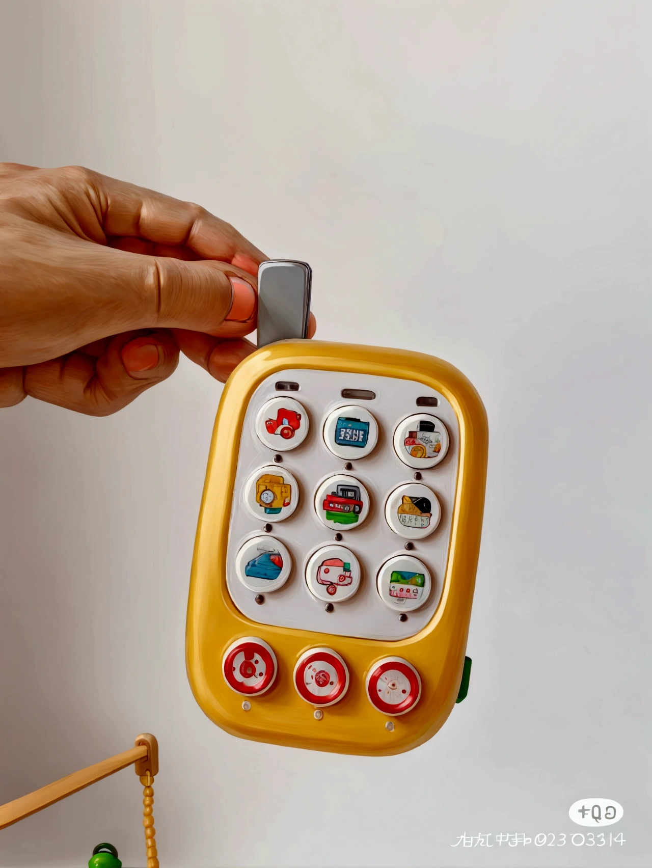 product design，(((A toy mobile phone with a Q version of a rabbit outline)))，((Simplicity))，plastic，Background solid color，high quality，Clarity，Design renderings