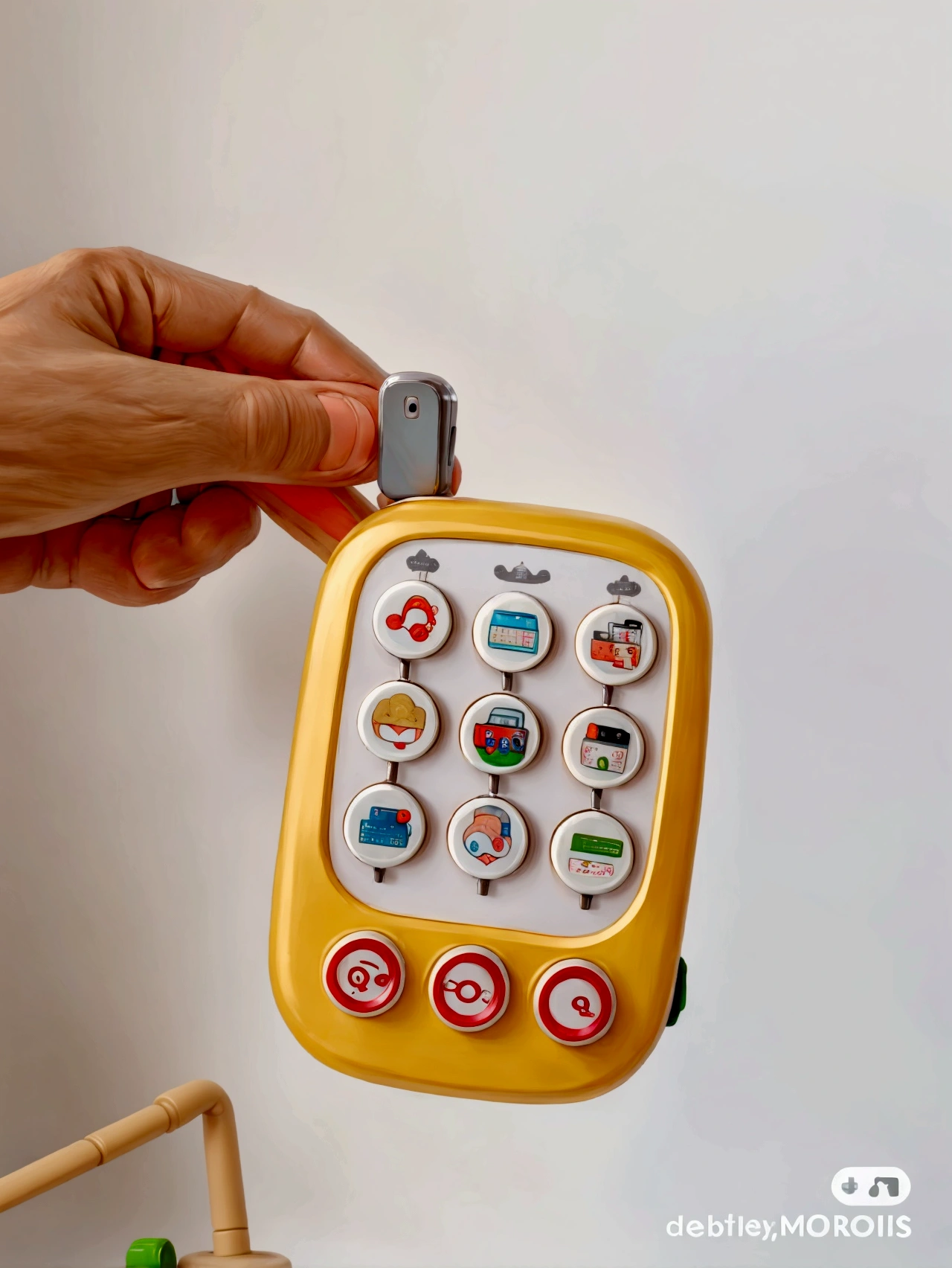 product design,(((A toy mobile phone with a Q version of a rabbit outline))),((Simplicity)),plastic,Background solid color,high quality,Clarity,Design renderings