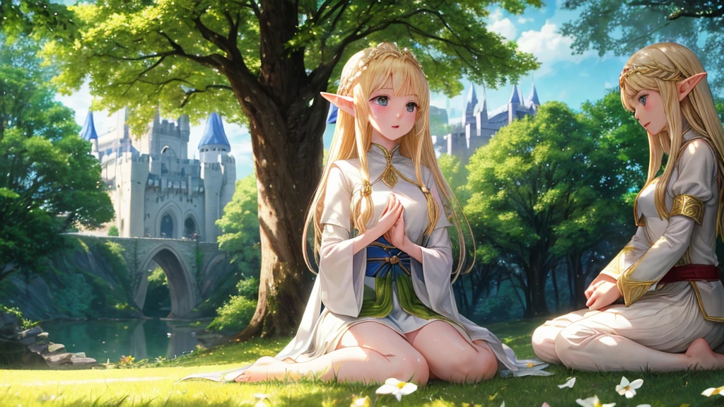 One Elf、White skin、Light clothing、Barefoot、On the grass、Under the tree、Shade、summer、雪のようにWhite skin、Blonde、Long Hair、Castle、nature、breast、a sunny day、Wide-collared clothes、live-action、８K、１６K、movie、Lord of the Ring、Expose、Expose狂、galadriel、Wet clothes、body silhouette、Nipples、early spring、Snow is falling、live-action、Small breasts、breastが小さい、Thaw、Clothes come off、Undressing、Lower body naked、Waist、White skin、Dry clothes、The wind is blowing、Narrow waist、Sitting、Holding the chest、in the rain、Transparent clothes、Wet clothes、Clothes cling to the body、hot day、Wet with rain、Long Hair、