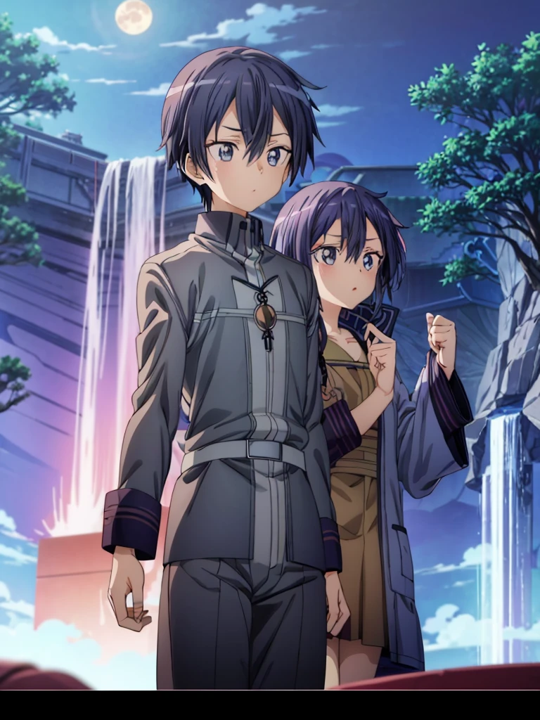 a poster of two anime characters with a full moon in the background, light novel cover art, anime cover, epic light novel cover art, epic light novel art cover, isekai, popular isekai anime, official anime artwork, anime key art, official anime key visual, anime key visual concept art of, anime key visual, genshin, visual novel key visual, anime character with sword standing in front of waterfall in forest, kirito, okata kazuto, inspired by Okumura Masanobu, sao style anime, inspired by Munakata Shikō, sword art online, male anime character, hijikata toushirou, anime handsome man, handsome guy in demon slayer art, young anime man, anime girl Orange hair with ponytails and a suit giving a thumbs up, magic , anime girl named lucy, gainax anime style, magical school student uniform, aya takano, umineko, aya takano color style, rei hiroe, masuimi max, the hime cut, shuushuu anime image, ayaka, rin,