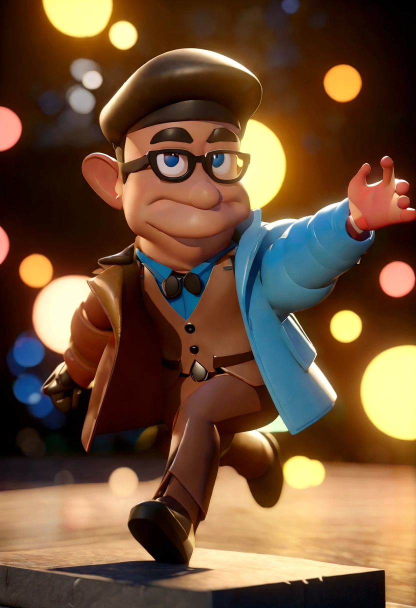 Cartoon character of a man with black glasses and a blue shirt, animation character, Caractere estilizado, animation style rendering, 3D estilizado, Arnold Maya render, 3 d render stylized, toon render keyshot, Personagem 3D, Personagem 3D, 3d rendering stylized, 3 d character render, personagem de desenho animado, Personagem de close up, Pose de personagem,  (Estilo Pixar) (master part:1.2) (Bokeh) (best quality) (pele detalhada) (textura detalhada) (8k) (argila) (Cinematic lighting) (foco nítido