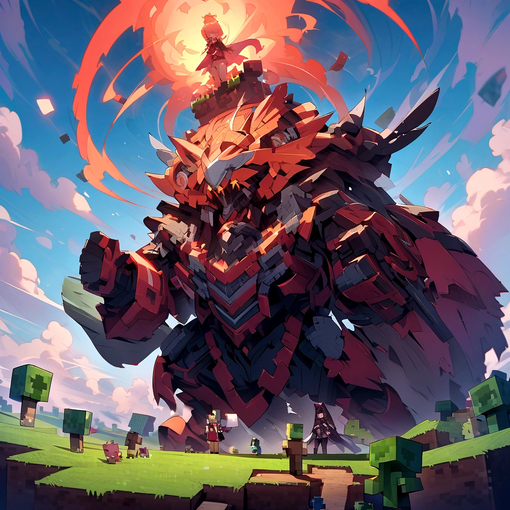 Steve、Mining in the Minecraft world、pickaxe。masterpiece、Amazing artwork、Unique images aidma-niji、niji