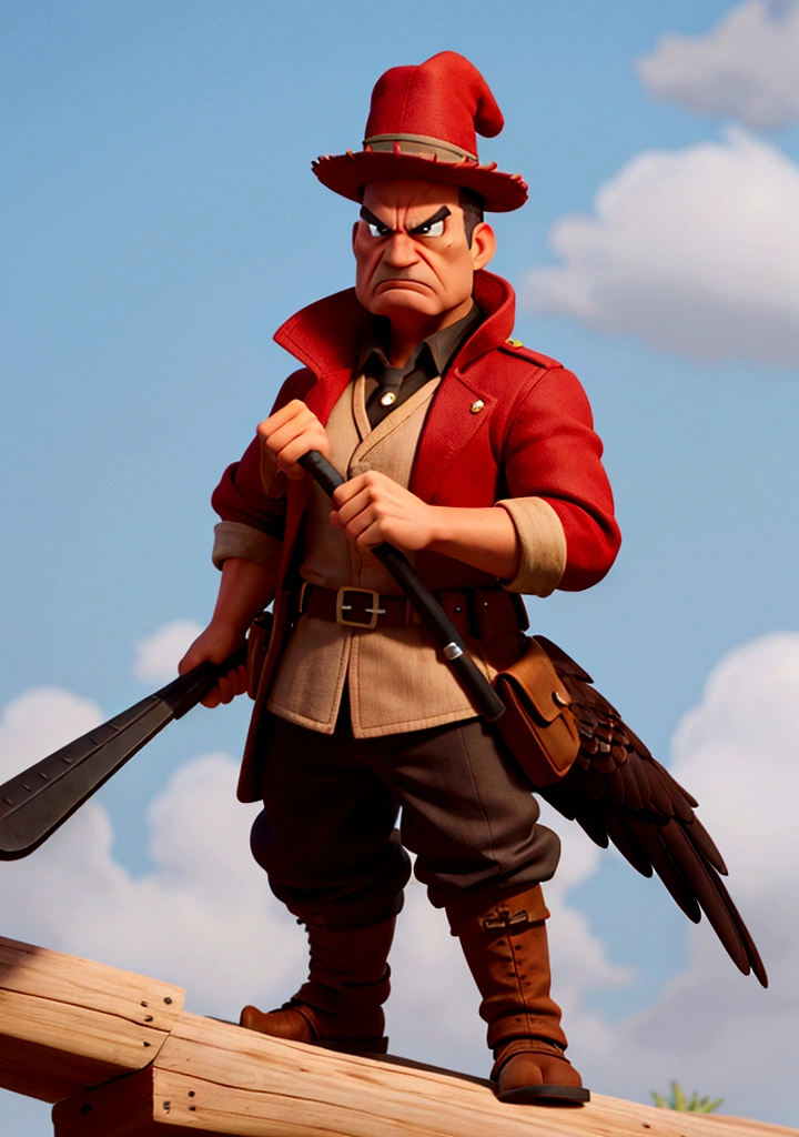 hawk with a strong hat and an angry foreign-style face