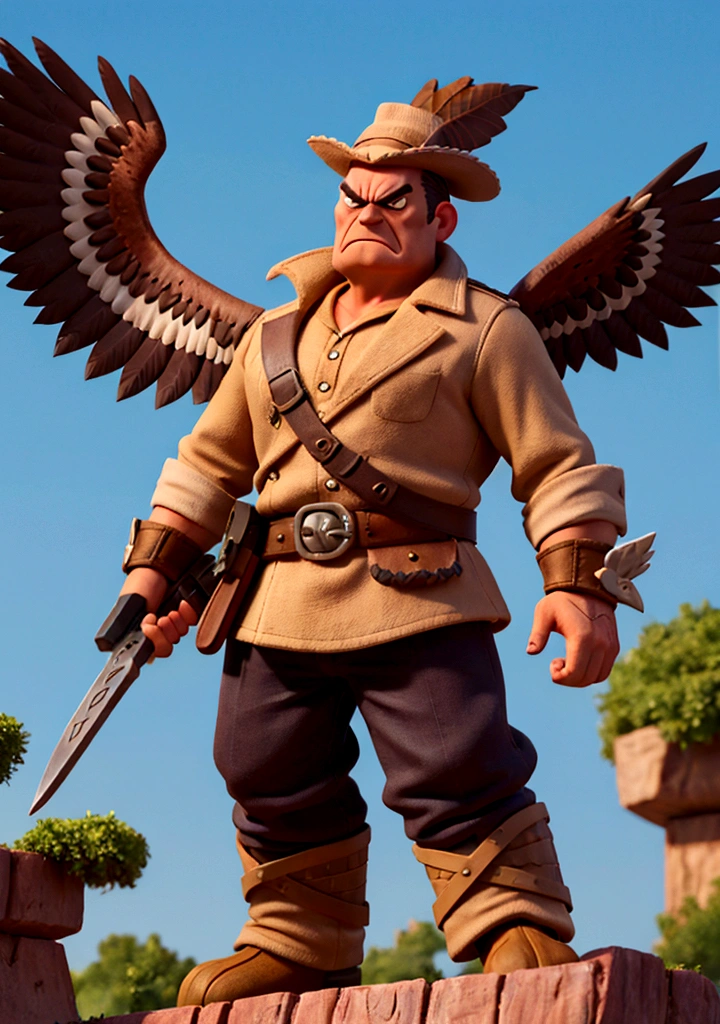 hawk with a strong hat and an angry foreign-style face