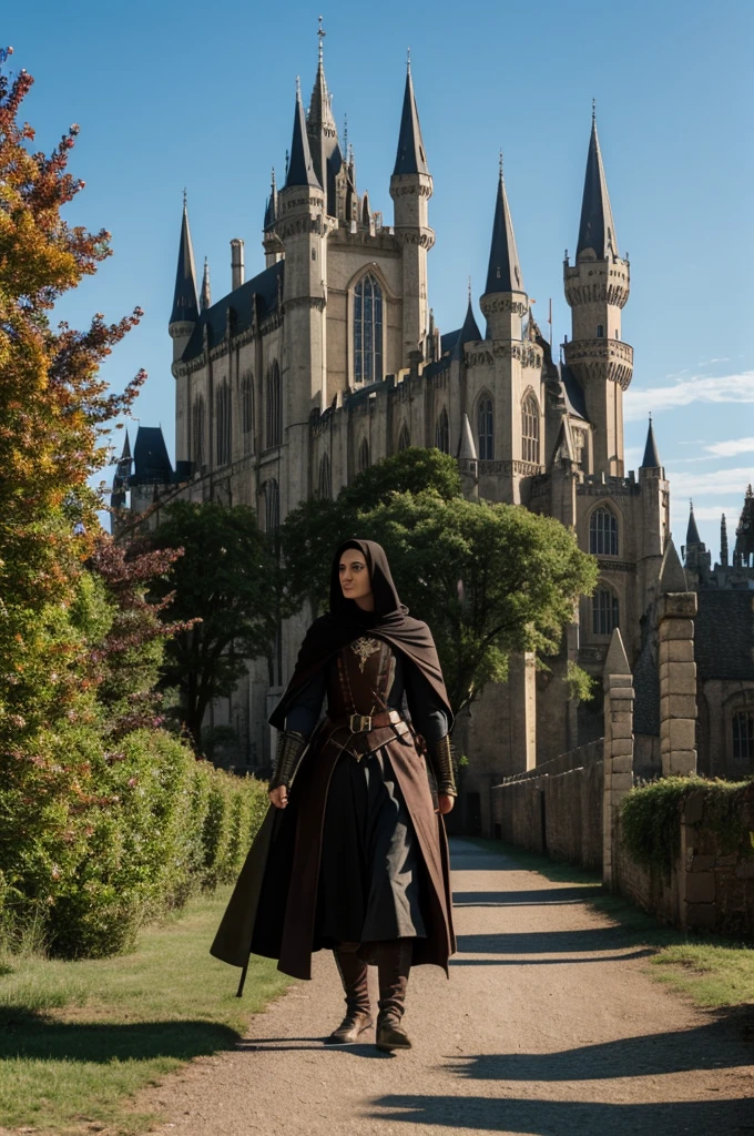 Exploring gothic castles, Anna-Varney Cantodea, encounters a medieval era dragon, and dark looking soldiers
