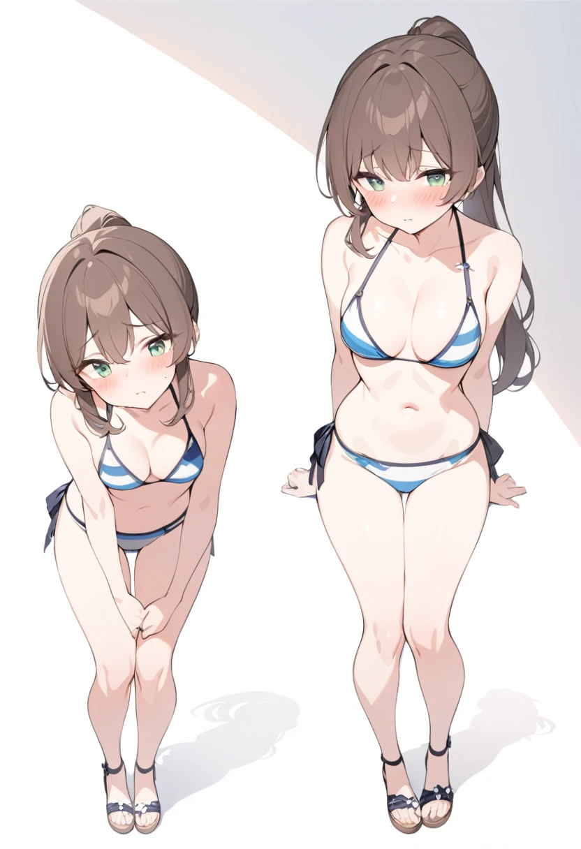 Full body view、、ergarteners、Girl about 3 yearwn Hair、smile、School swimsuit、Tiny swimsuit