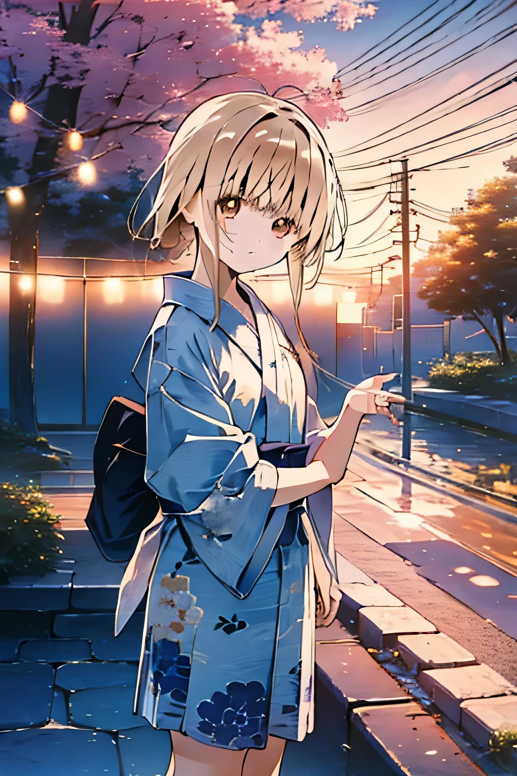 summer祭り、summer、evening、Beautiful sunset、yukata、shrine、Masterpiece、Anime Coloring、Ultra fine、8K、