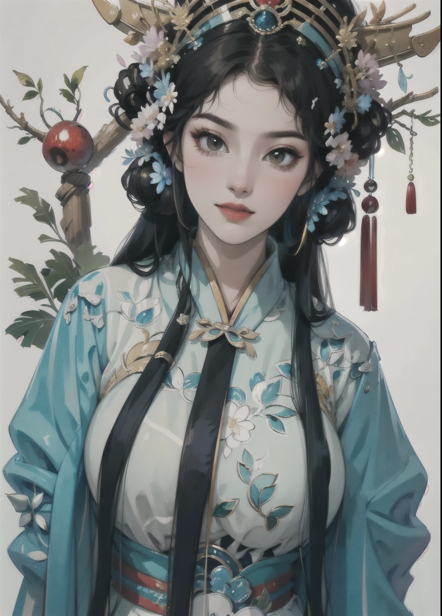 one-girl, Ancient Chinese clothing,Wolfberry-like hairpin, Side face, rays of sunshine, Clear face, Clean white background, tmasterpiece, super detailing, Epic composition, hyper HD, high qulity, extremely detaile, offcial art, Uniform 8k wallpaper, super detailing, 32k